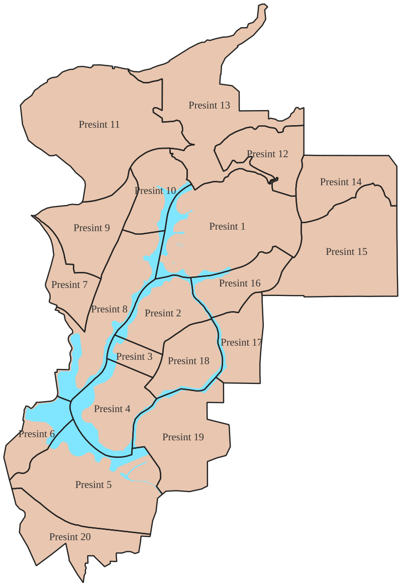 Map of Putrajaya precincts (schematic)